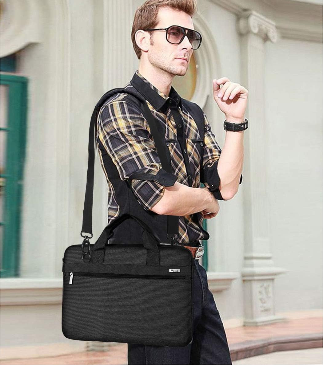Laptop Bag 17 17.3 Inch, 360° Protective Laptop Case Sleeve with Shoulder Strap Compatible with 17-18 Inch Lenovo Asus Acer Dell Hp, Waterproof Computer Bag Slim Briefcase for Men Women, Black