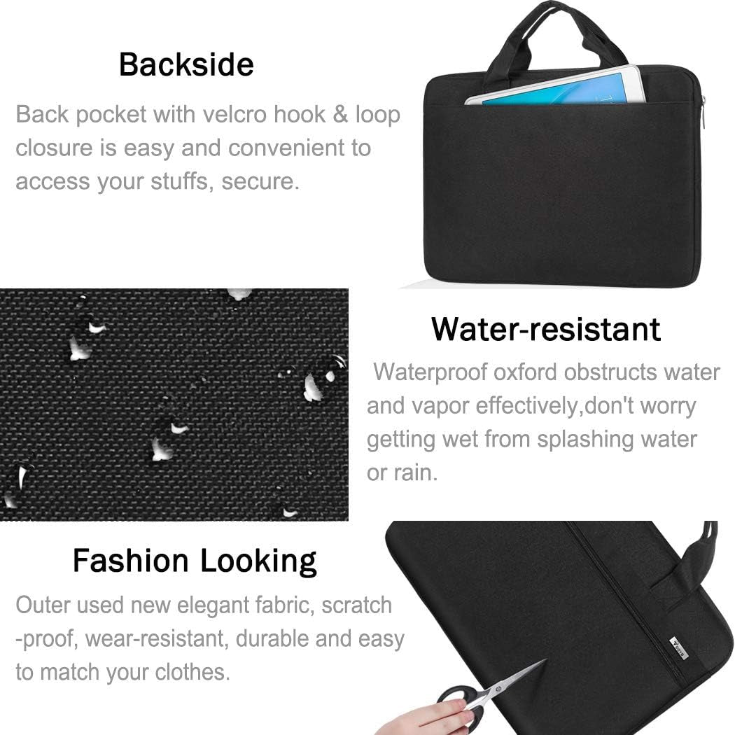 Laptop Bag 17 17.3 Inch, 360° Protective Laptop Case Sleeve with Shoulder Strap Compatible with 17-18 Inch Lenovo Asus Acer Dell Hp, Waterproof Computer Bag Slim Briefcase for Men Women, Black