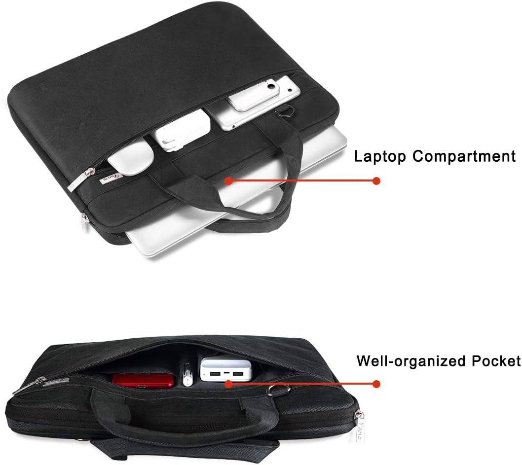 Laptop Bag 17 17.3 Inch, 360° Protective Laptop Case Sleeve with Shoulder Strap Compatible with 17-18 Inch Lenovo Asus Acer Dell Hp, Waterproof Computer Bag Slim Briefcase for Men Women, Black