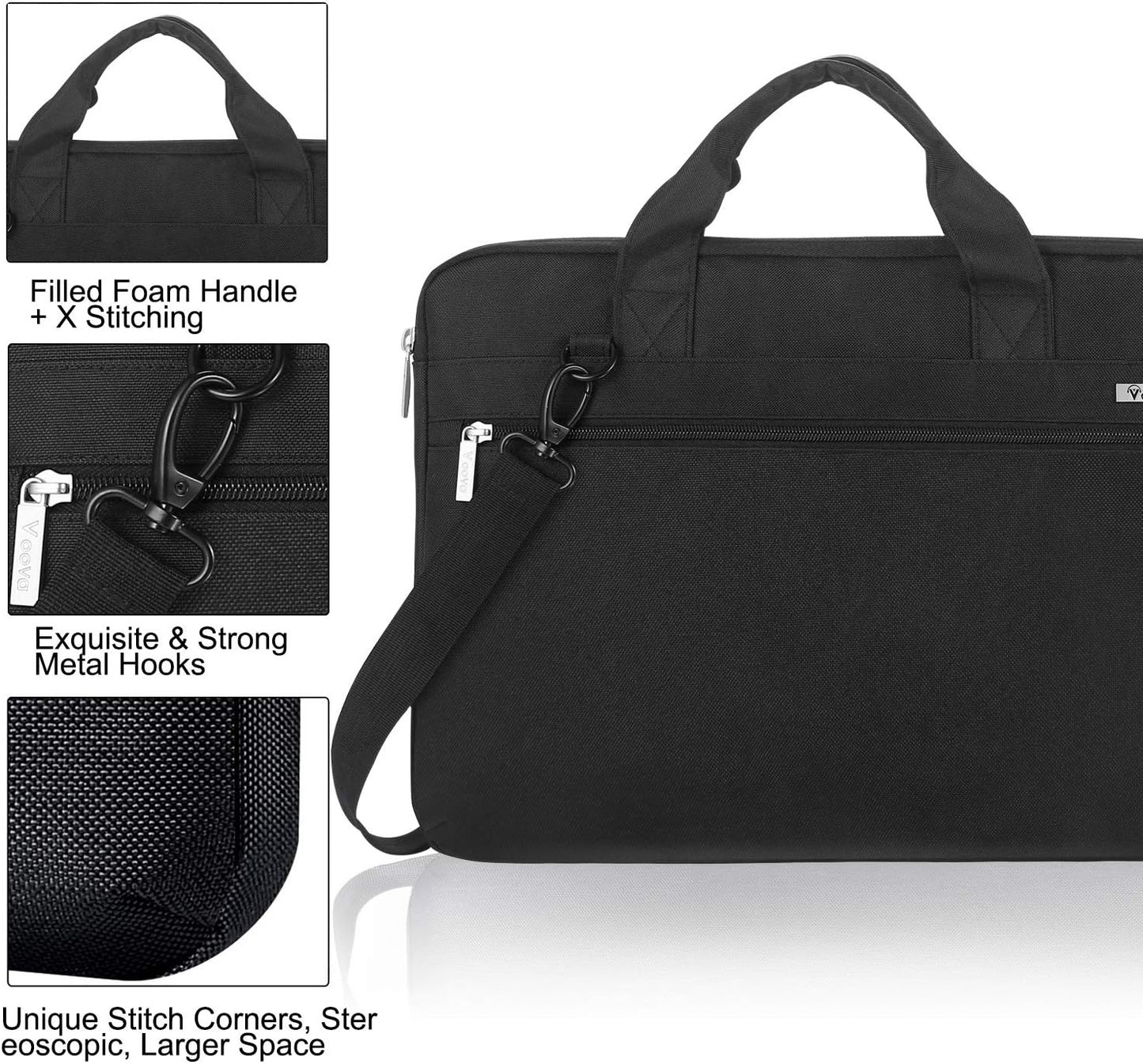 Laptop Bag 17 17.3 Inch, 360° Protective Laptop Case Sleeve with Shoulder Strap Compatible with 17-18 Inch Lenovo Asus Acer Dell Hp, Waterproof Computer Bag Slim Briefcase for Men Women, Black