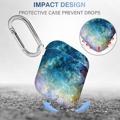 For Airpods Case Cover, for Airpods Protective Cases Shockproof Hard PC Cover Skin Kit with Keychain for Girls Men Women Compatible with for Airpods 2& 1 Charging Case [Front LED Visible]