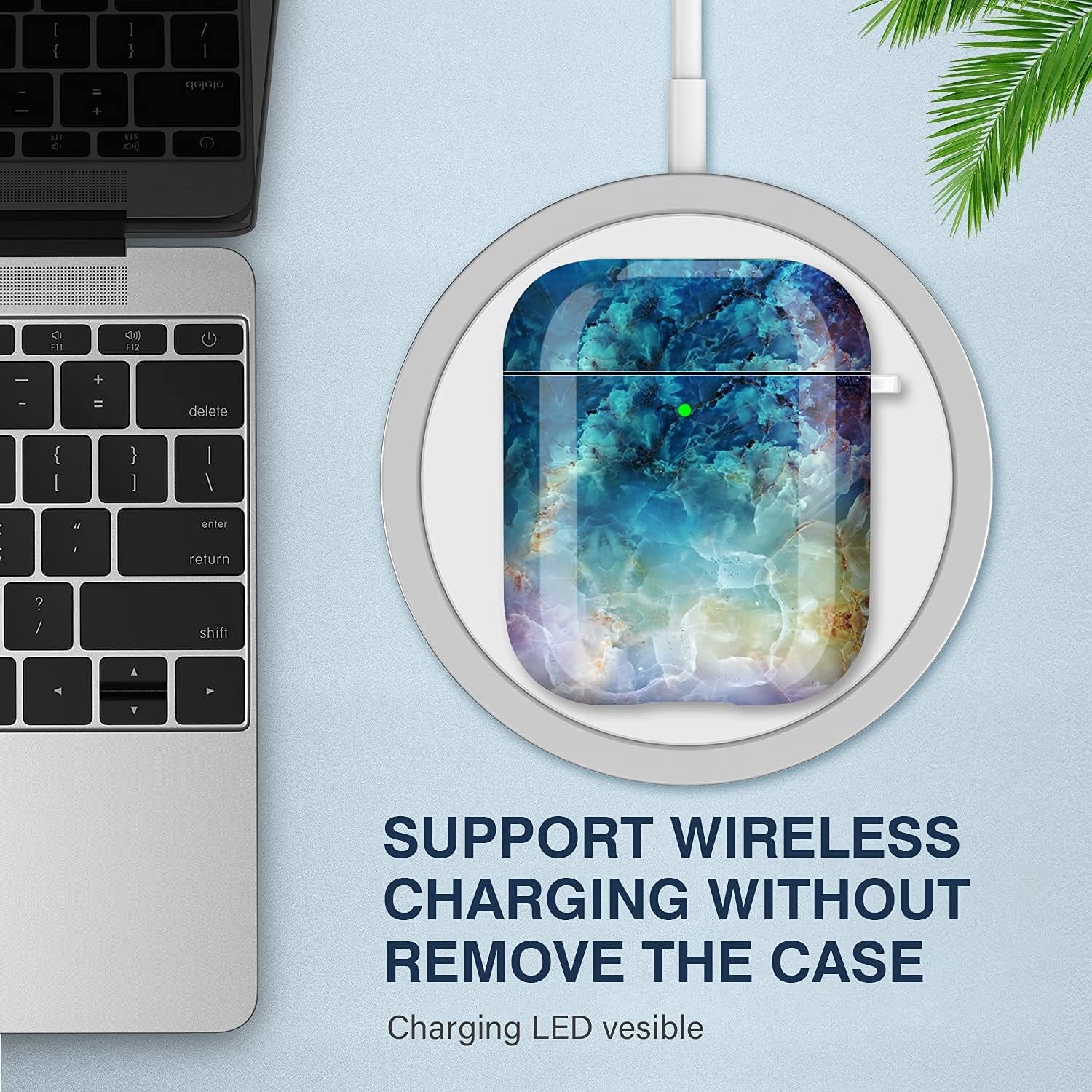 For Airpods Case Cover, for Airpods Protective Cases Shockproof Hard PC Cover Skin Kit with Keychain for Girls Men Women Compatible with for Airpods 2& 1 Charging Case [Front LED Visible]