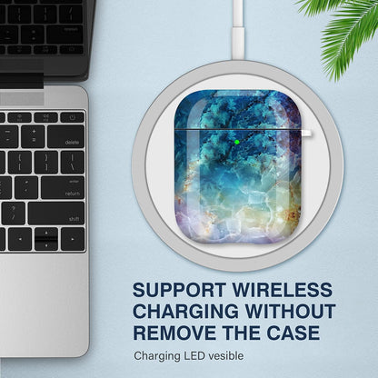 For Airpods Case Cover, for Airpods Protective Cases Shockproof Hard PC Cover Skin Kit with Keychain for Girls Men Women Compatible with for Airpods 2& 1 Charging Case [Front LED Visible]