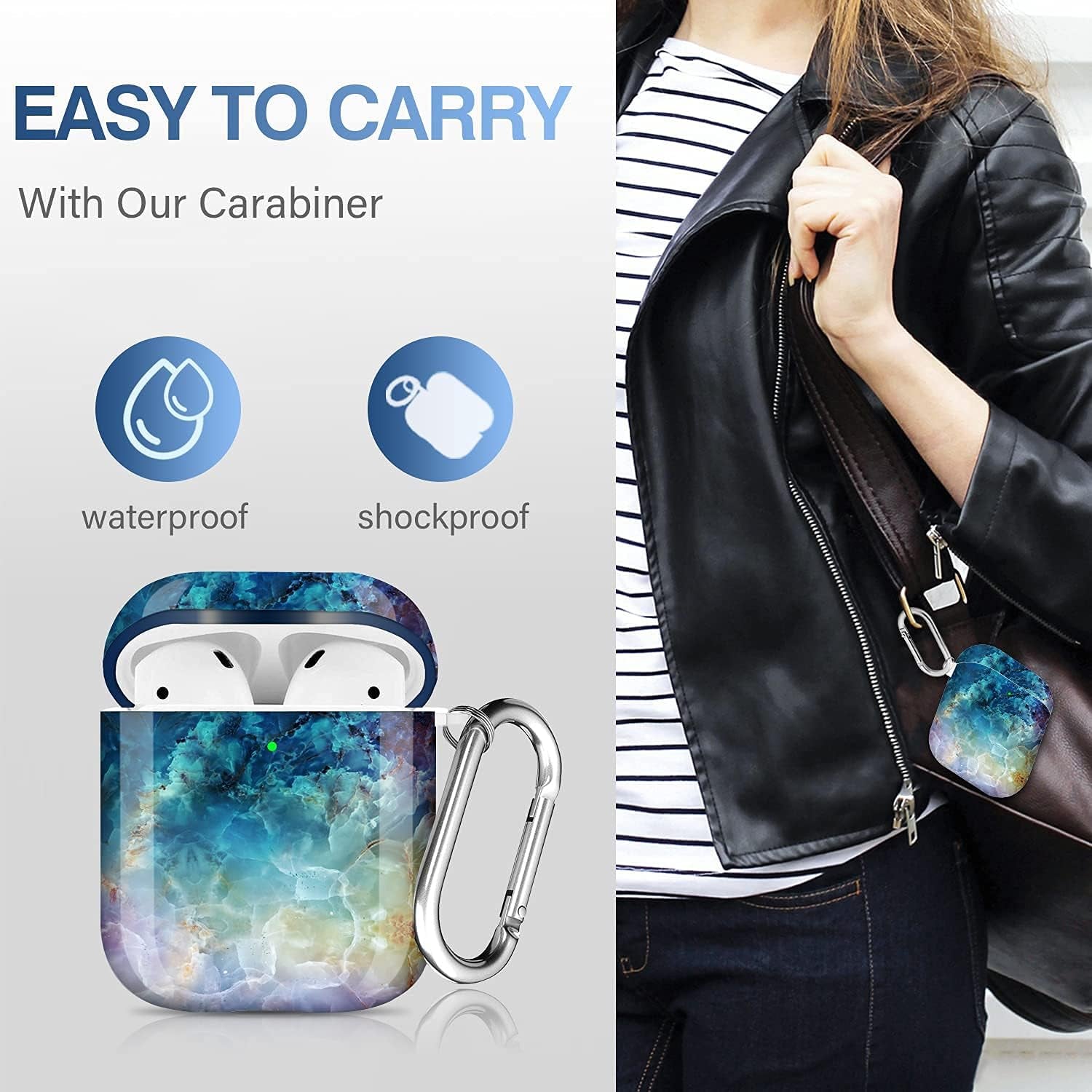 For Airpods Case Cover, for Airpods Protective Cases Shockproof Hard PC Cover Skin Kit with Keychain for Girls Men Women Compatible with for Airpods 2& 1 Charging Case [Front LED Visible]