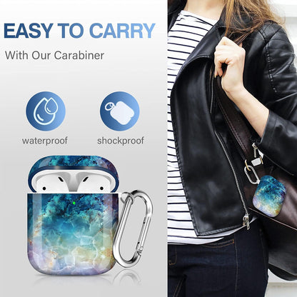 For Airpods Case Cover, for Airpods Protective Cases Shockproof Hard PC Cover Skin Kit with Keychain for Girls Men Women Compatible with for Airpods 2& 1 Charging Case [Front LED Visible]