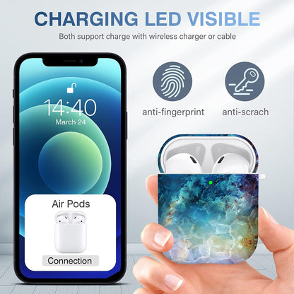 For Airpods Case Cover, for Airpods Protective Cases Shockproof Hard PC Cover Skin Kit with Keychain for Girls Men Women Compatible with for Airpods 2& 1 Charging Case [Front LED Visible]