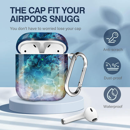 For Airpods Case Cover, for Airpods Protective Cases Shockproof Hard PC Cover Skin Kit with Keychain for Girls Men Women Compatible with for Airpods 2& 1 Charging Case [Front LED Visible]