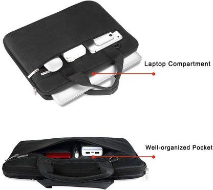 Laptop Bag 17 17.3 Inch, 360° Protective Laptop Case Sleeve with Shoulder Strap Compatible with 17-18 Inch Lenovo Asus Acer Dell Hp, Waterproof Computer Bag Slim Briefcase for Men Women, Black