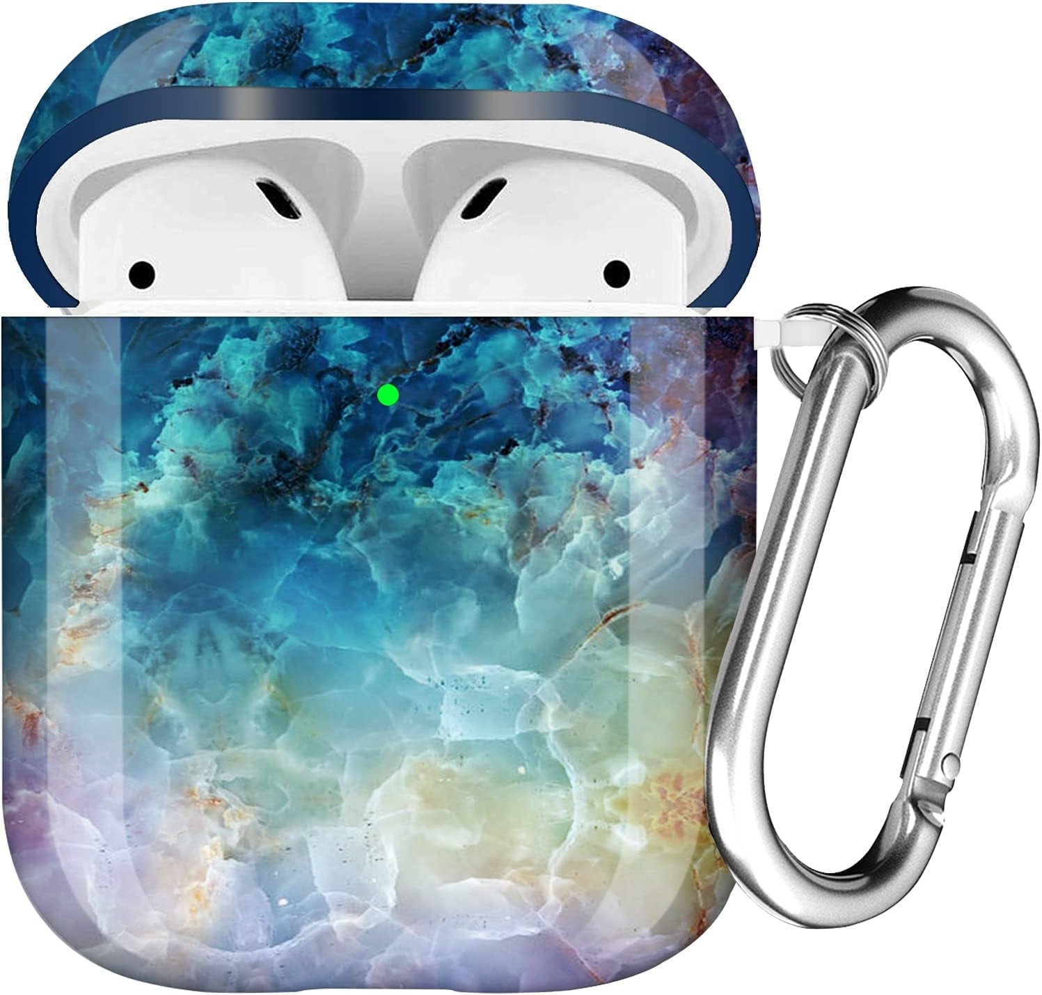 For Airpods Case Cover, for Airpods Protective Cases Shockproof Hard PC Cover Skin Kit with Keychain for Girls Men Women Compatible with for Airpods 2& 1 Charging Case [Front LED Visible]